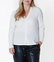 Dex Clothing Plus Size Long Sleeve Twisted-Front Textured Knit Top