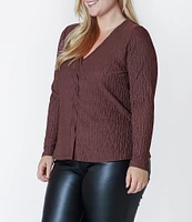 Dex Clothing Plus Size Long Sleeve Twisted-Front Textured Knit Top