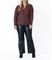 Dex Clothing Plus Size Long Sleeve Twisted-Front Textured Knit Top