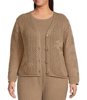 Dex Clothing Plus Sizes Floral Crocheted Long Sleeve Cardigan