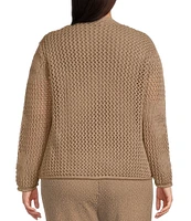 Dex Clothing Plus Sizes Floral Crocheted Long Sleeve Cardigan