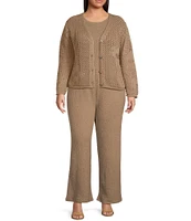 Dex Clothing Plus Sizes Floral Crocheted Long Sleeve Cardigan