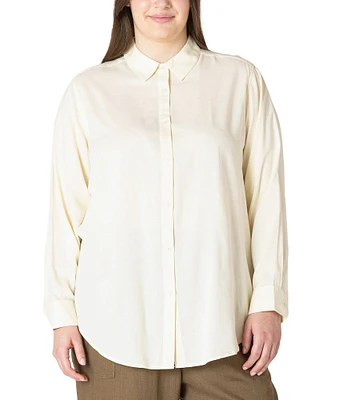 Dex Plus Long Sleeve Button Front Blouse