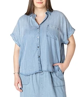 Dex Plus Short Sleeve Button-Down Blouse