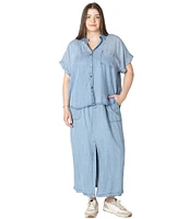 Dex Plus Short Sleeve Button-Down Blouse