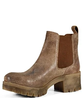 Diba True Pran Cer Leather Lug Sole Chelsea Platform Booties