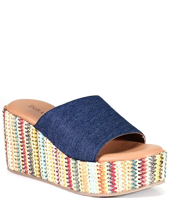 Diba True Rock Steady Denim Platform Wedge Slides