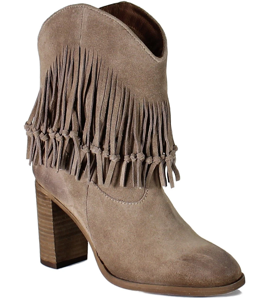 Diba True True Sky Suede Knotted Fringe Block Heel Booties