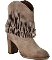 Diba True True Sky Suede Knotted Fringe Block Heel Booties