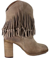 Diba True True Sky Suede Knotted Fringe Block Heel Booties