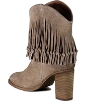 Diba True True Sky Suede Knotted Fringe Block Heel Booties