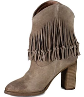 Diba True True Sky Suede Knotted Fringe Block Heel Booties