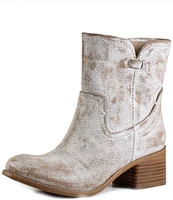 Diba True West Haven Distressed Leather Block Heel Western Boots