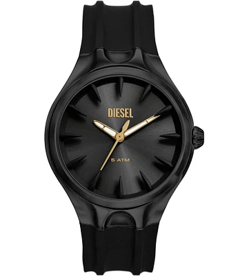 Diesel Men's Streamline Three-Hand Black Dial Black Silicone Strap Watch