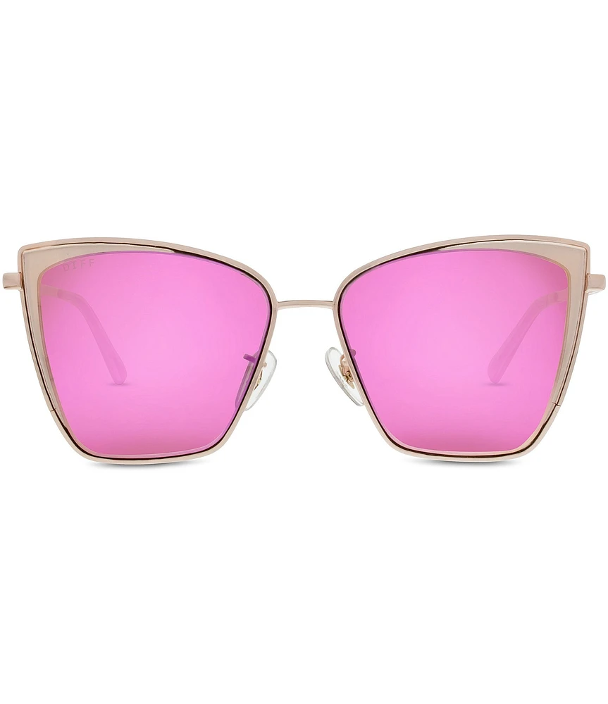 DIFF Eyewear Becky Rose Gold Pink Polarized Cat Eye Sunglasses