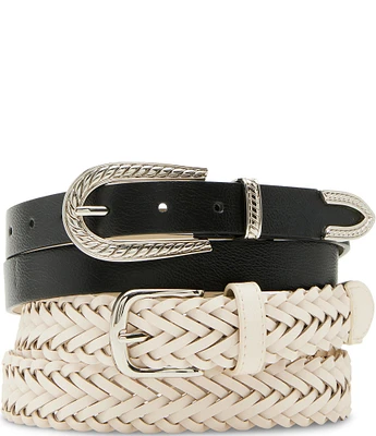 Dillard's 0.98#double; Engraved Buckle & 1.18#double; Braided Belt 2 For 1 Set