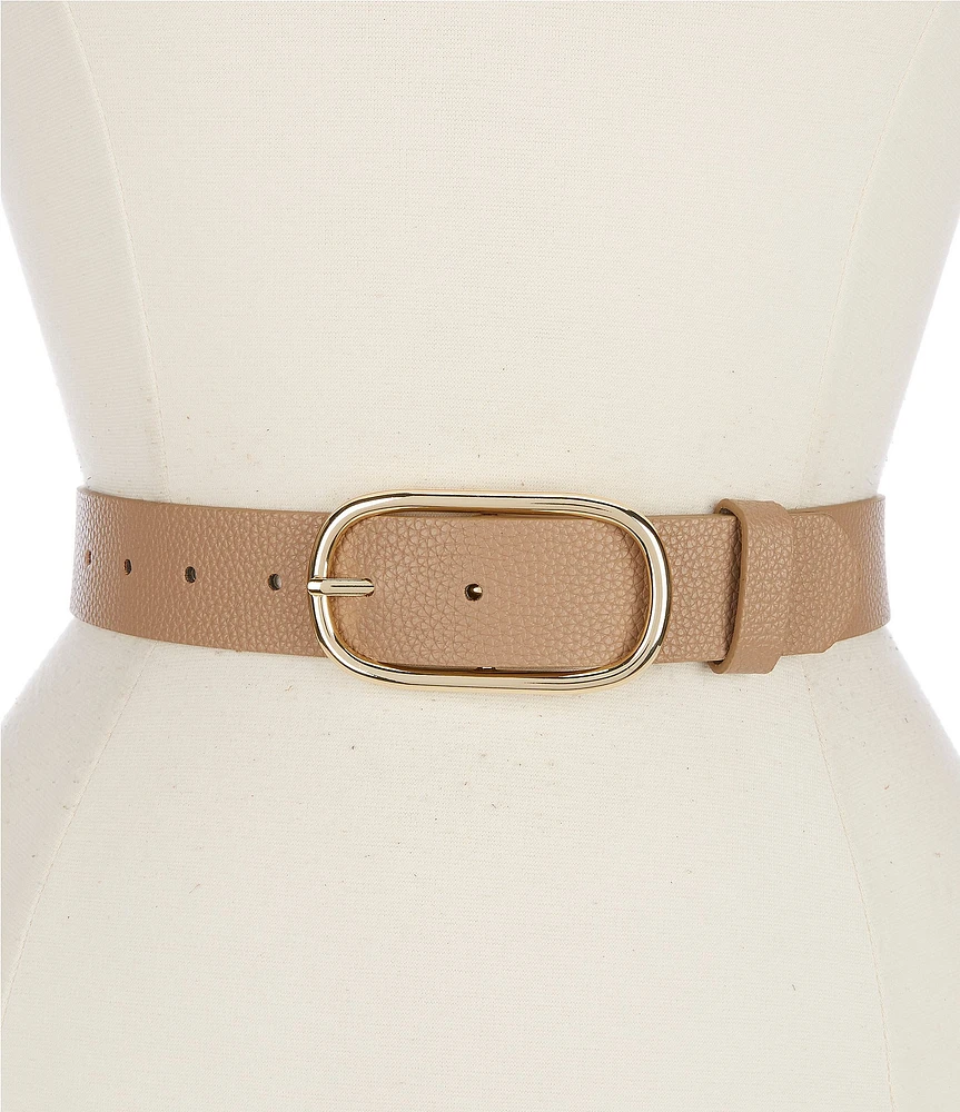 Dillard's 1.25#double; Elongated Center Bar Faux Leather Belt