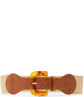 Dillard's 2.48#double; Oversized Resin Buckle Raffia Stretch Belt