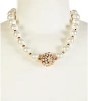 Dillard's Crystal Pave Fireball Pearl Strand Collar Necklace