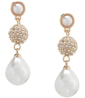 Dillard's Crystal Pave Fireball Pearl Teardrop Drop Earrings