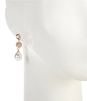 Dillard's Crystal Pave Fireball Pearl Teardrop Drop Earrings