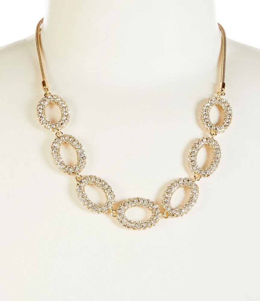 Dillard's Crystal Pave Oval Metal Frontal Collar Necklace