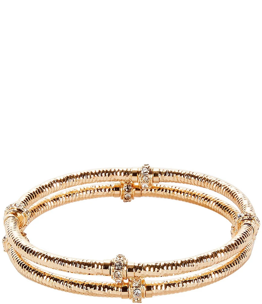 Dillard's Crystal Rondelle Textured Tube Stretch Bracelet Set