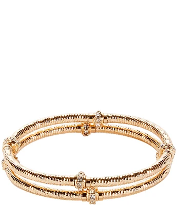 Dillard's Crystal Rondelle Textured Tube Stretch Bracelet Set