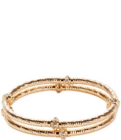 Dillard's Crystal Rondelle Textured Tube Stretch Bracelet Set