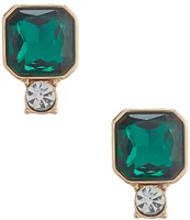 Dillards Emerald Square Stone Stud Earrings