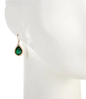 Dillard's Emerald Stone Teardrop Drop Earrings