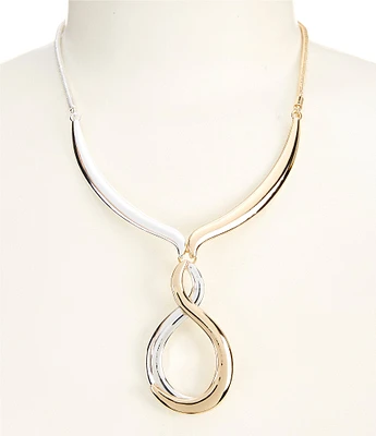 Dillard's Infinity Two Tone Metal Drop Polished Bar Collar Necklace