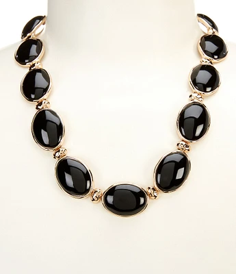 Dillard's Jet Cab Oval Metal Collar Necklace