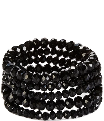 Dillard's Jet Faceted Bead Stretch Bracelet Set