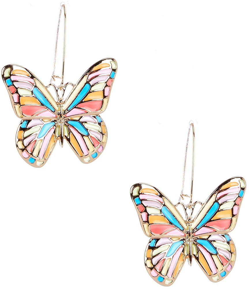 Dillard's Multi Color Epoxy Butterfly Drop Earrings