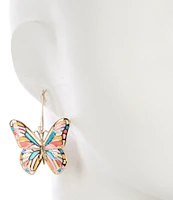 Dillard's Multi Color Epoxy Butterfly Drop Earrings