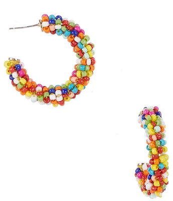 Dillard's Multi Color Seed Beaded Resort Hoop Earrings