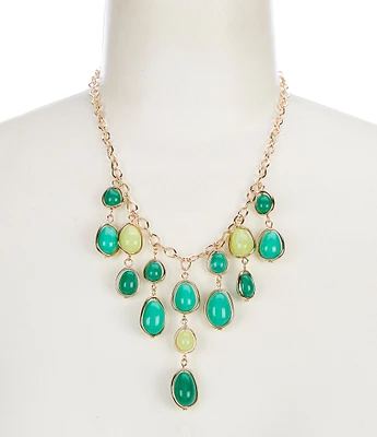 Dillard's Multi Graduating Green Bead Teardrop Collar Statement Necklace