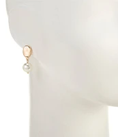 Dillard's Oval Metal Stud Pearl Drop Earrings