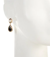 Dillard's Oval Pearl & Jet Stone Teardrop Drop Earrings