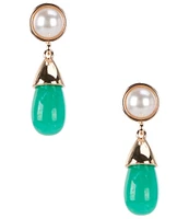 Dillard's Pearl Cab Stud Green Teardrop Bead Drop Earrings