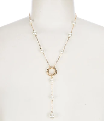 Dillard's Pearl Station Metal Knot Y Necklace