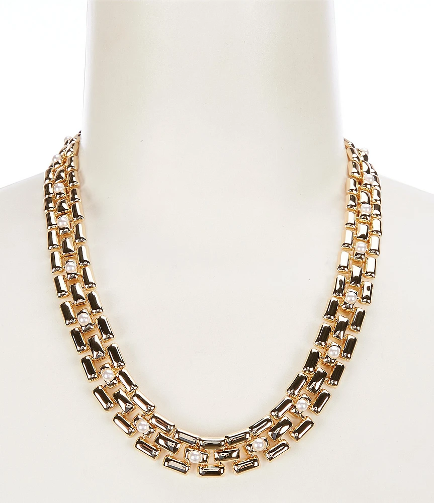 Dillard's Pearl Weave Gold Tone Collar Necklace