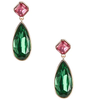 Dillard's Pink Square & Green Teardrop Resin Stone Drop Earrings