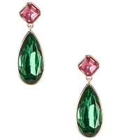 Dillard's Pink Square & Green Teardrop Resin Stone Drop Earrings