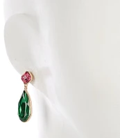 Dillard's Pink Square & Green Teardrop Resin Stone Drop Earrings