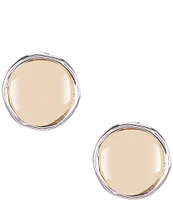 Dillard's Polished Metal Wobbly Edge Round Two Tone Clip-On Earrings