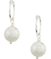 Dillard's Small Brass Hoop Pearl Drop Earrings