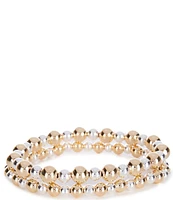 Dillard's Two Tone Beaded Stretch Bracelet Set