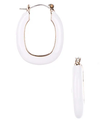 Dillard's White Enamel Medium Metal Hoop Earrings